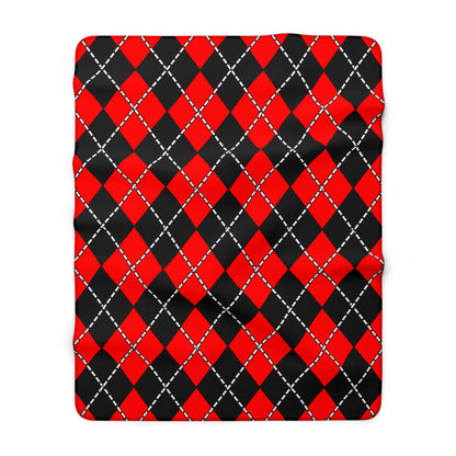 Red, Black Retro Argyle Blanket Throw
