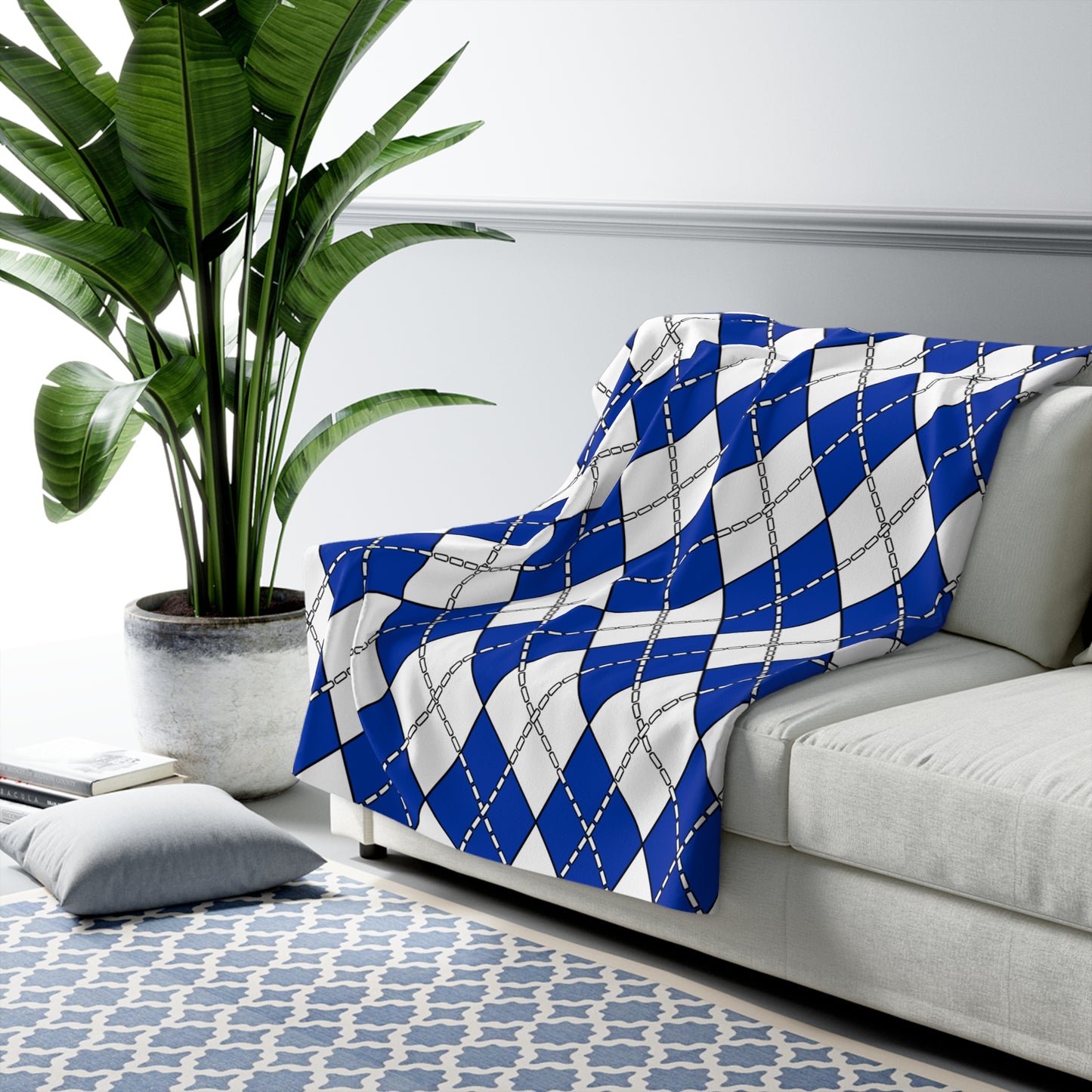 Uruguay Retro Argyle Blanket Throw