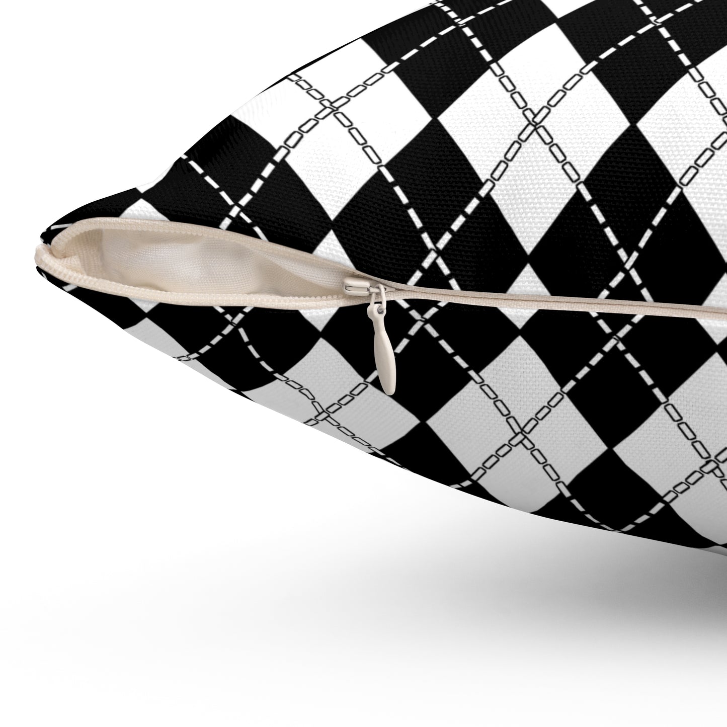 Black, White Retro Argyle Cushion Pillow