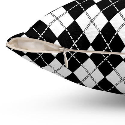 Black, White Retro Argyle Cushion Pillow