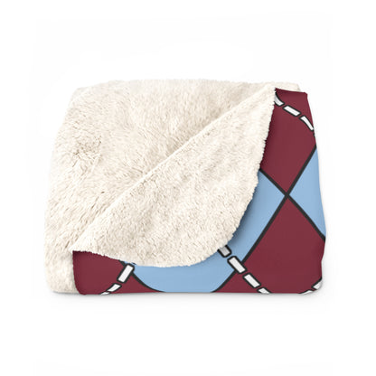 Claret, Blue Retro Argyle Blanket Throw