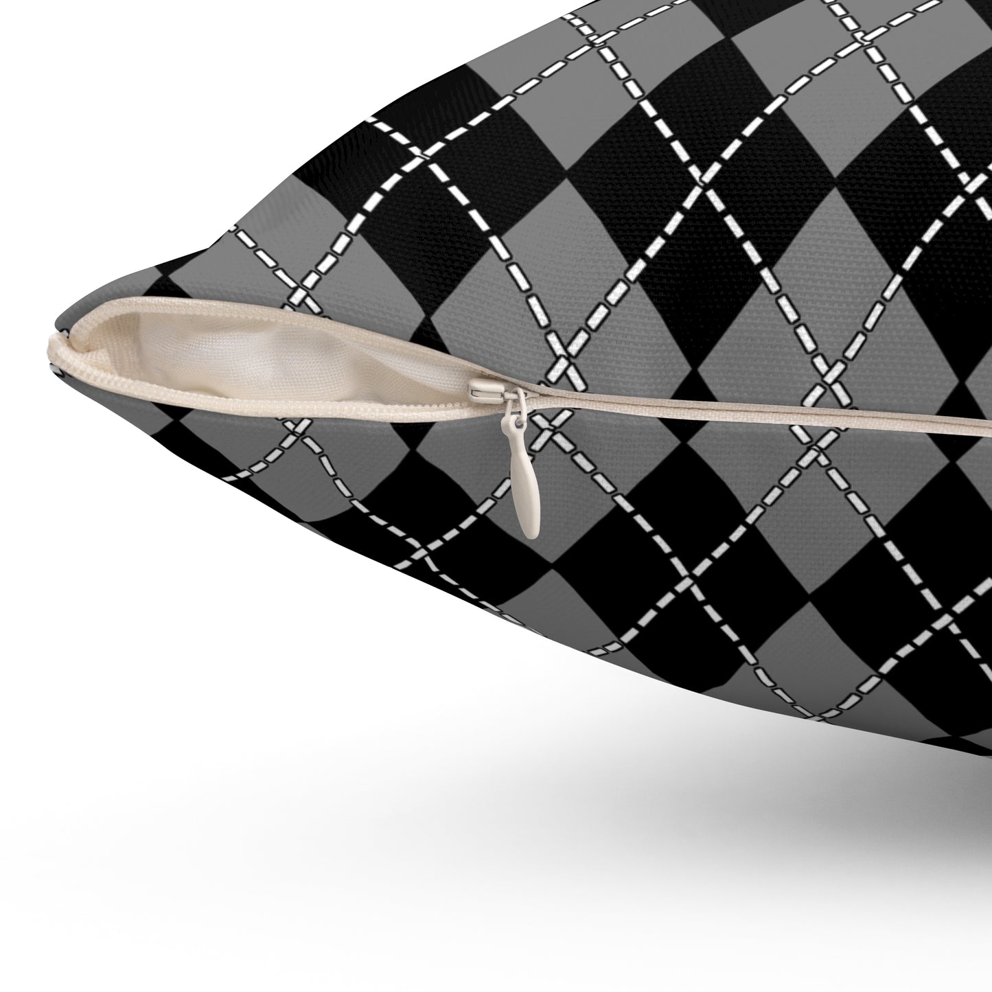 Grey, Black Retro Argyle Cushion Pillow