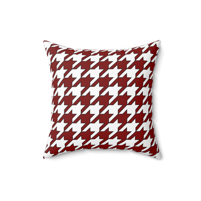 Maroon, White Retro Houndstooth Cushion Pillow