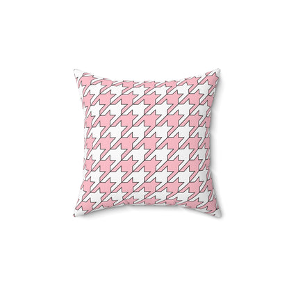 Pink, White Retro Houndstooth Cushion Pillow