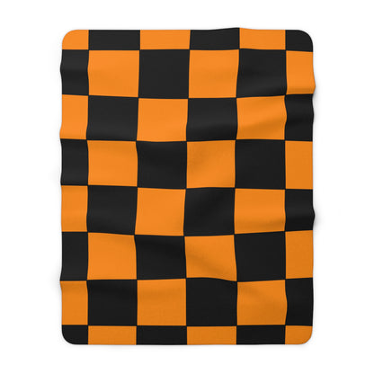 Dark Orange, Black Retro Check Blanket Throw