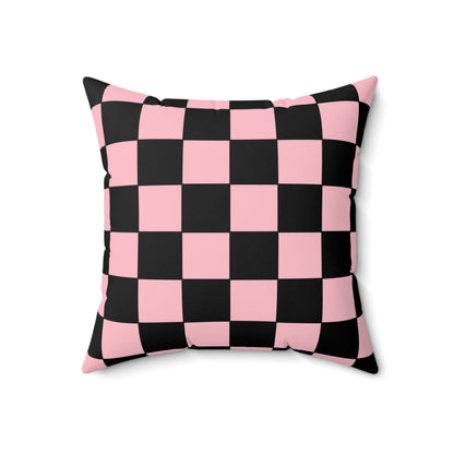 Pink, Black Retro Check Cushion Pillow