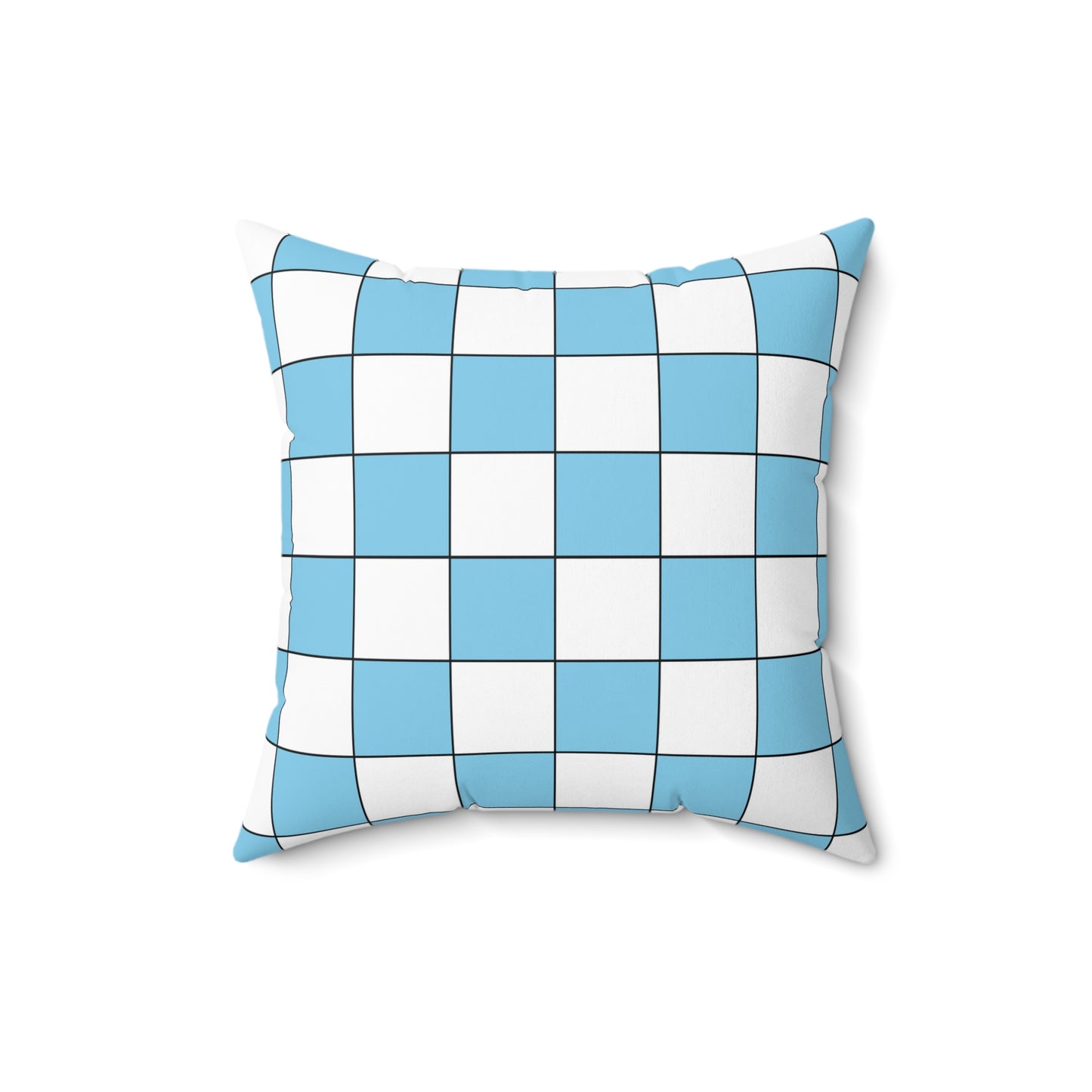 Sky Blue, White Retro Check Cushion Pillow