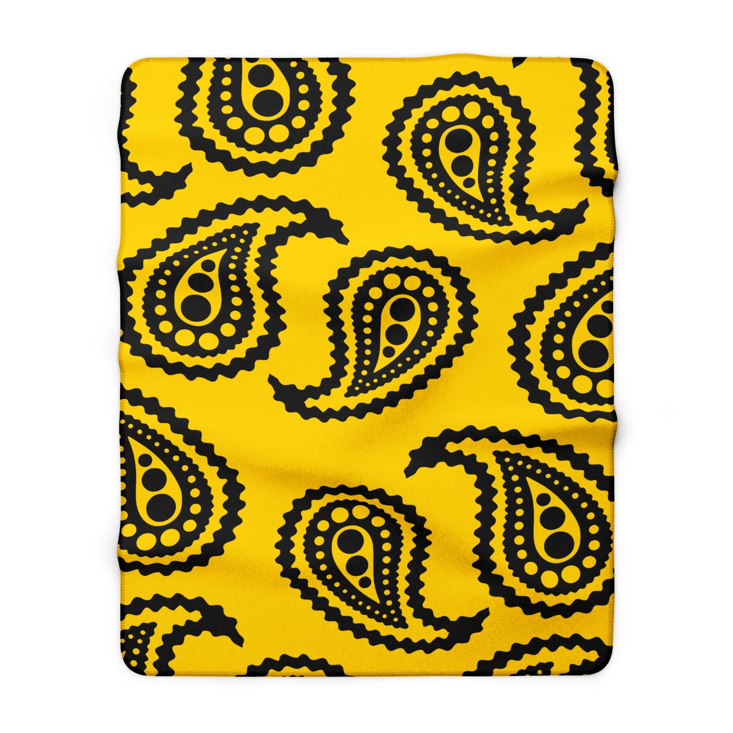 Gold, Black Retro Paisley Blanket Throw
