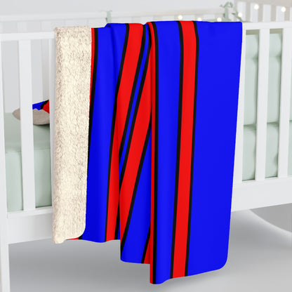 Blue, Red Retro Stripes Blanket Throw