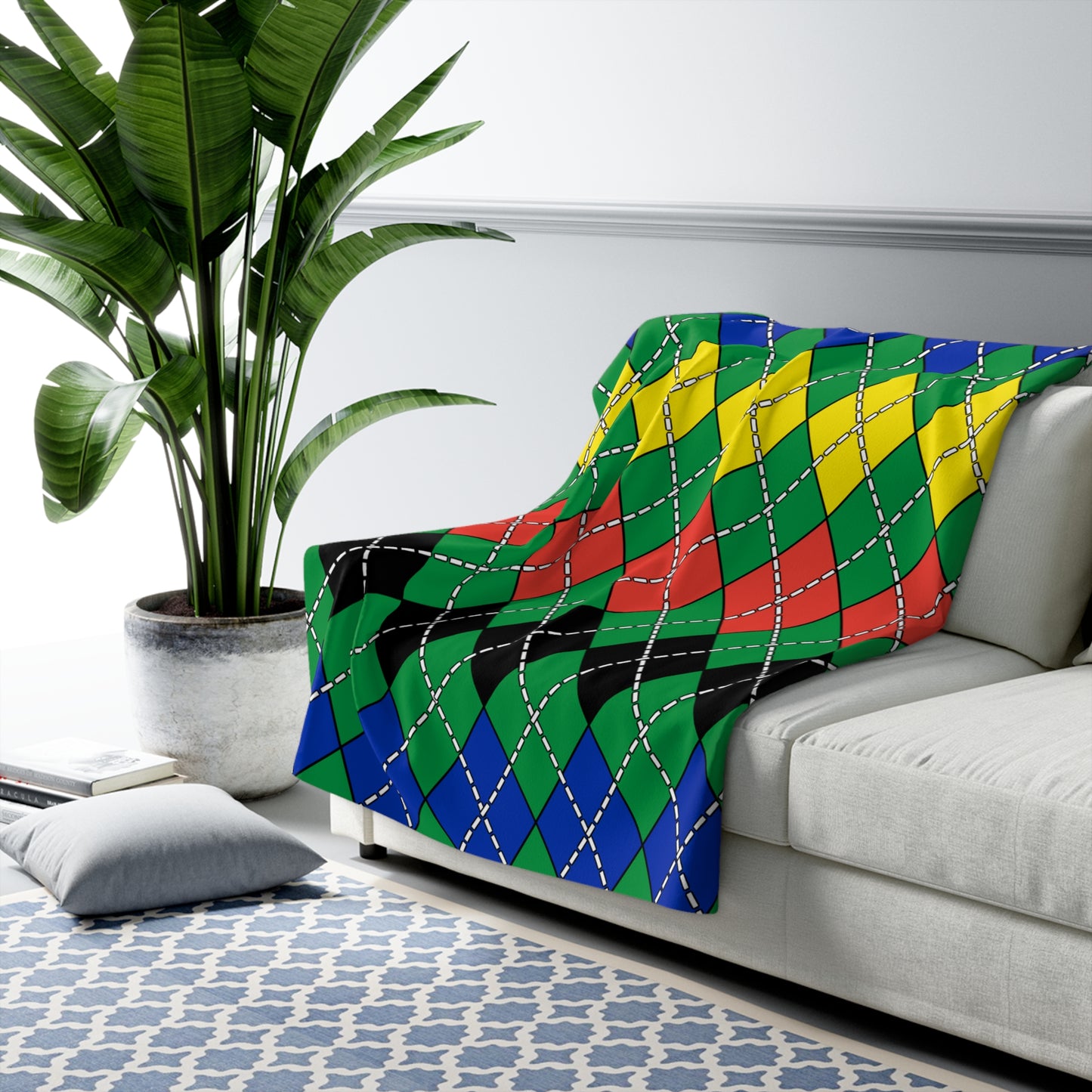 New Caledonia Retro Argyle Blanket Throw