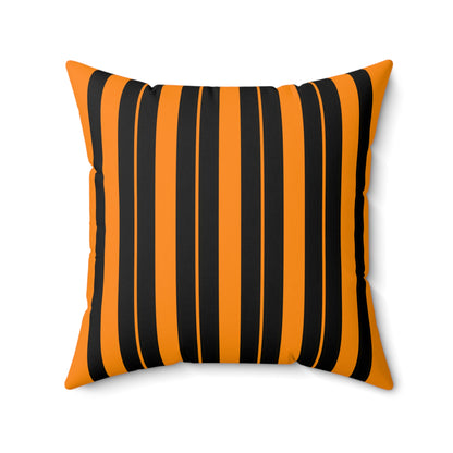 Dark Orange, Black Retro Stripes Cushion Pillow