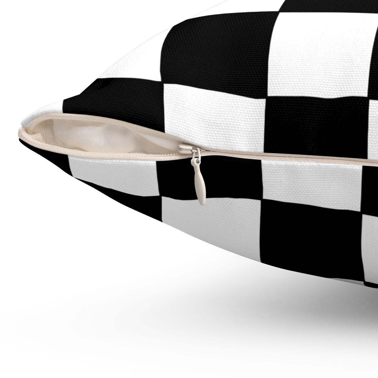 White, Black Retro Check Cushion Pillow