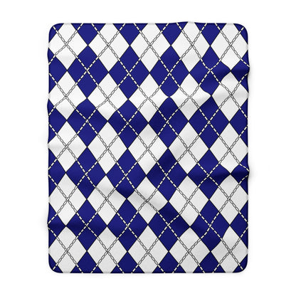 Navy Blue, White Retro Argyle Blanket Throw