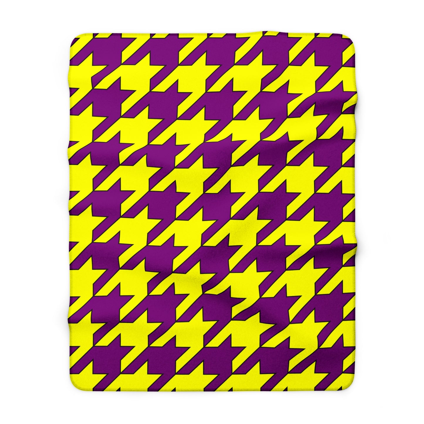 Purple, Yellow Retro Houndstooth Blanket Throw