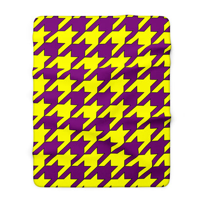 Purple, Yellow Retro Houndstooth Blanket Throw