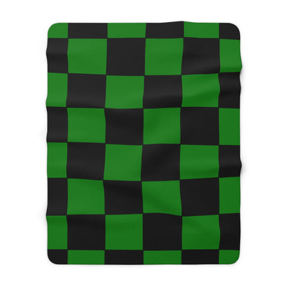 Green, Black Retro Check Blanket Throw
