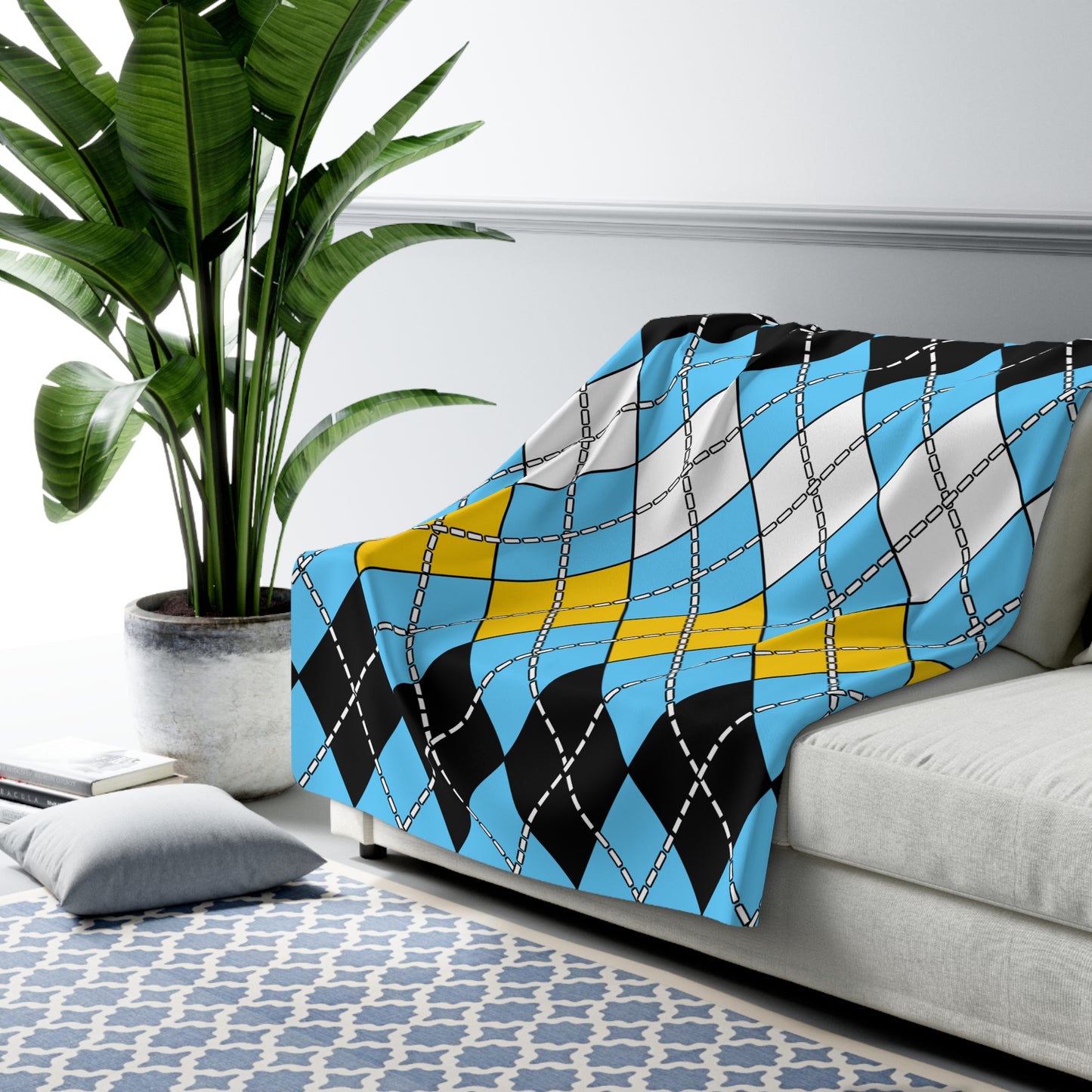 Saint Lucia Retro Argyle Blanket Throw