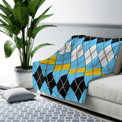 Saint Lucia Retro Argyle Blanket Throw