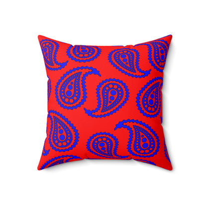 Red, Blue Retro Paisley Cushion Pillow