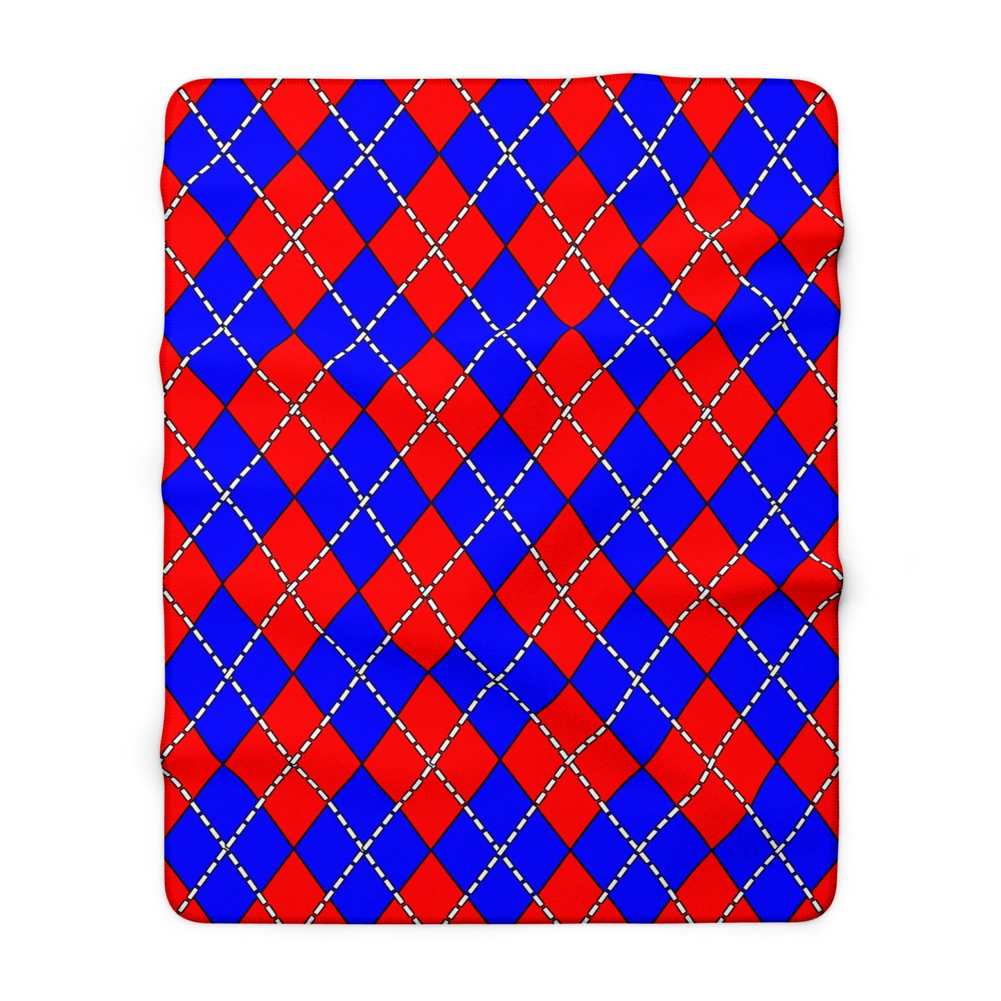 Red, Blue Retro Argyle Blanket Throw