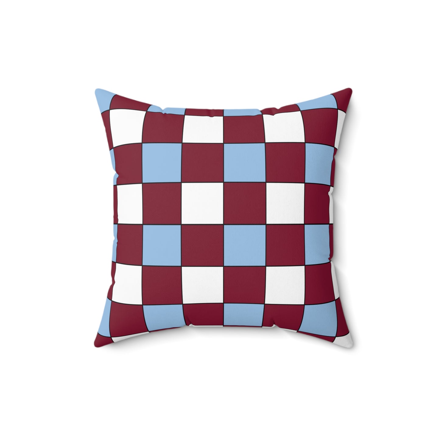 Claret, Blue, White Retro Check Cushion Pillow