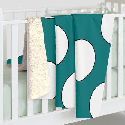 Teal, White Retro Polka Dots Blanket Throw