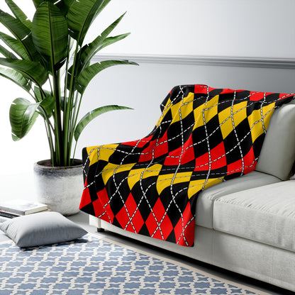 Papua New Guinea Retro Argyle Blanket Throw
