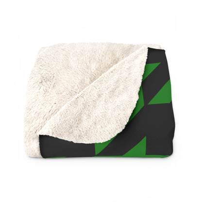 Green, Black Retro Houndstooth Blanket Throw