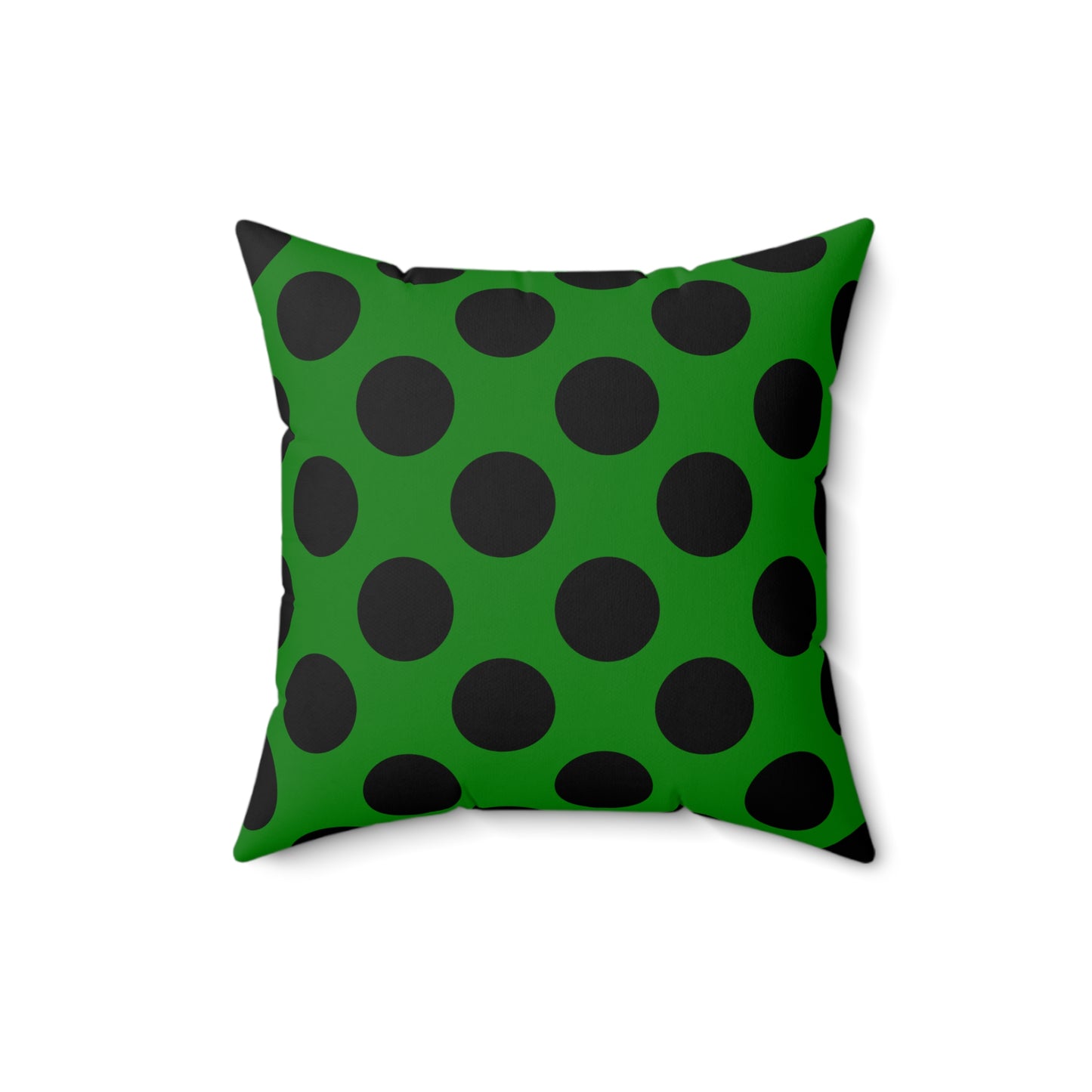 Green, Black Retro Polka Dots Cushion Pillow