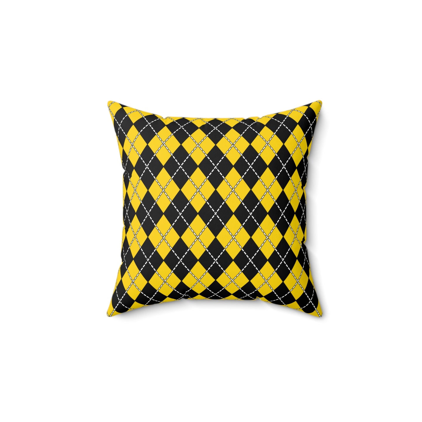 Gold, Black Retro Argyle Cushion Pillow