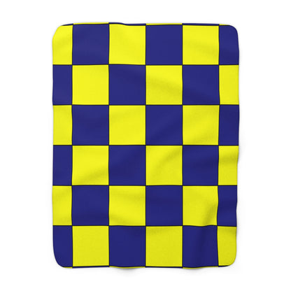 Navy Blue, Yellow Retro Check Blanket Throw