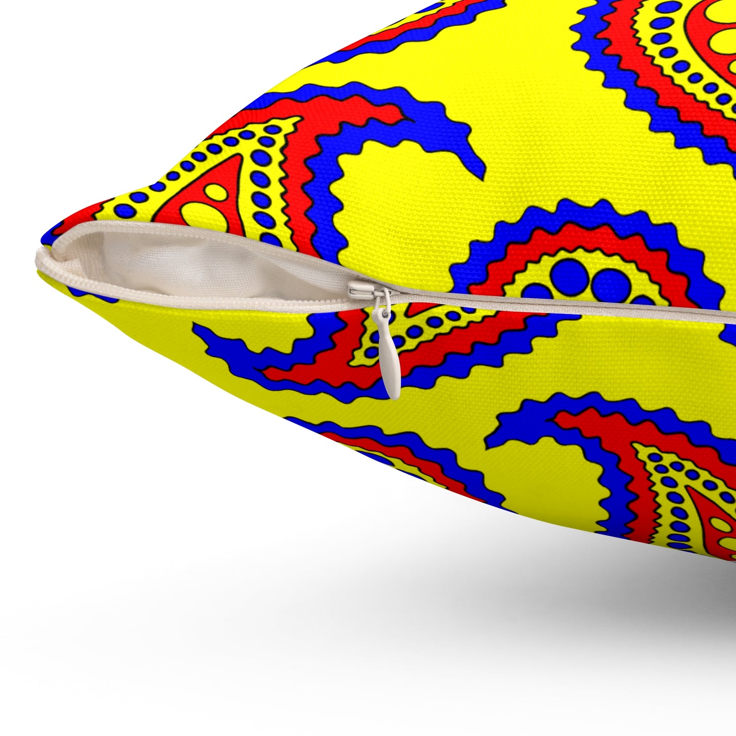 Yellow, Blue, Red Retro Paisley Cushion Pillow
