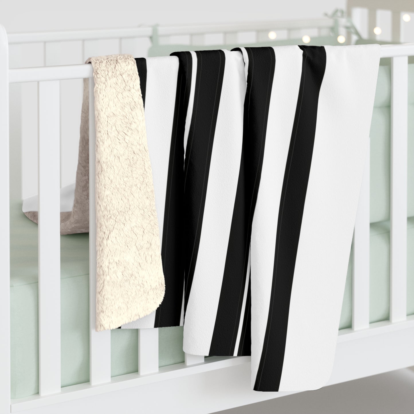 White, Black Retro Stripes Blanket Throw
