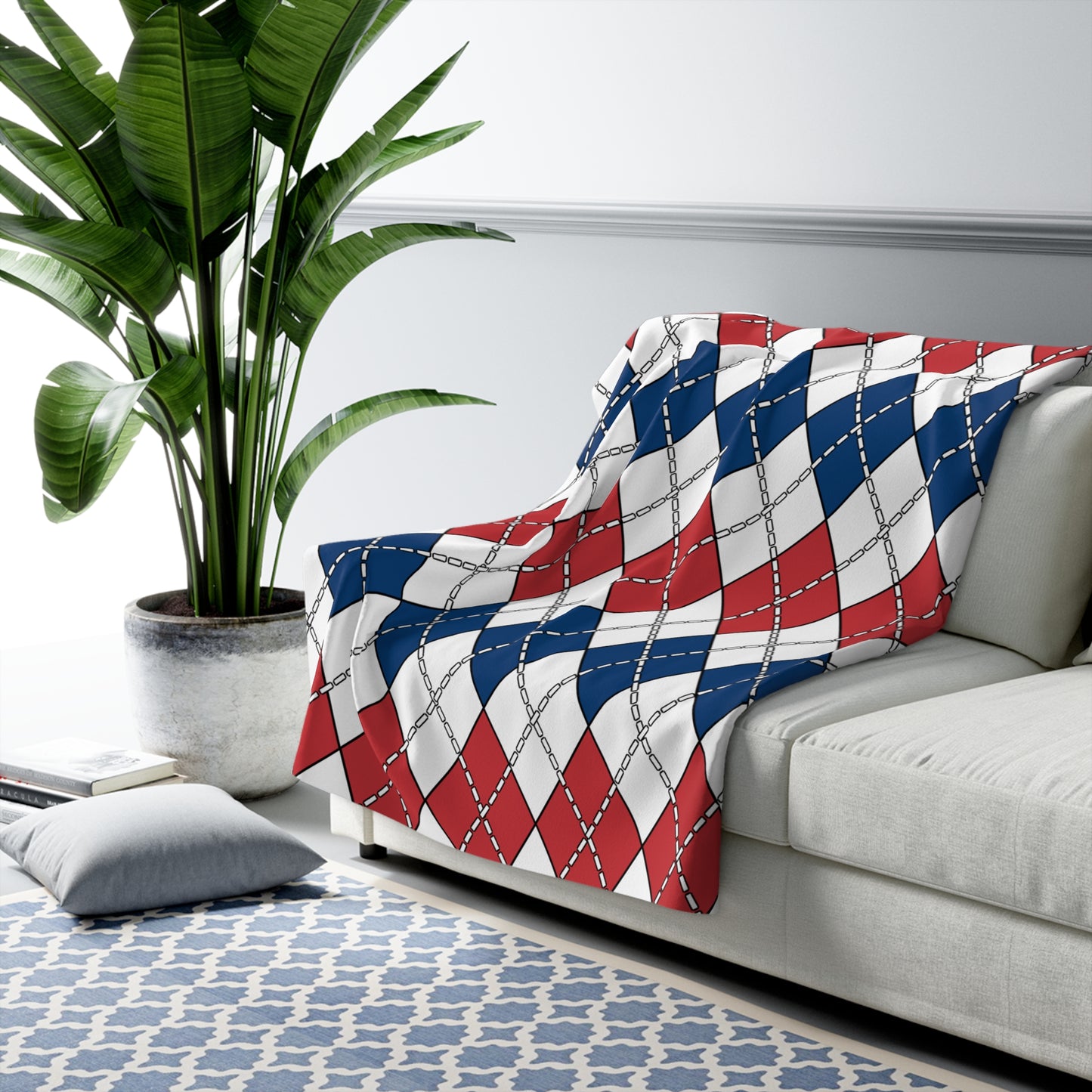 Serbia Retro Argyle Blanket Throw
