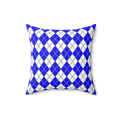Blue, White Retro Argyle Cushion Pillow