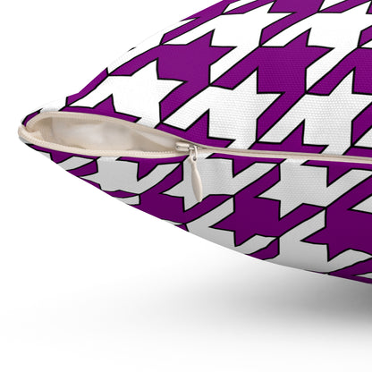Purple, White Retro Houndstooth Cushion Pillow