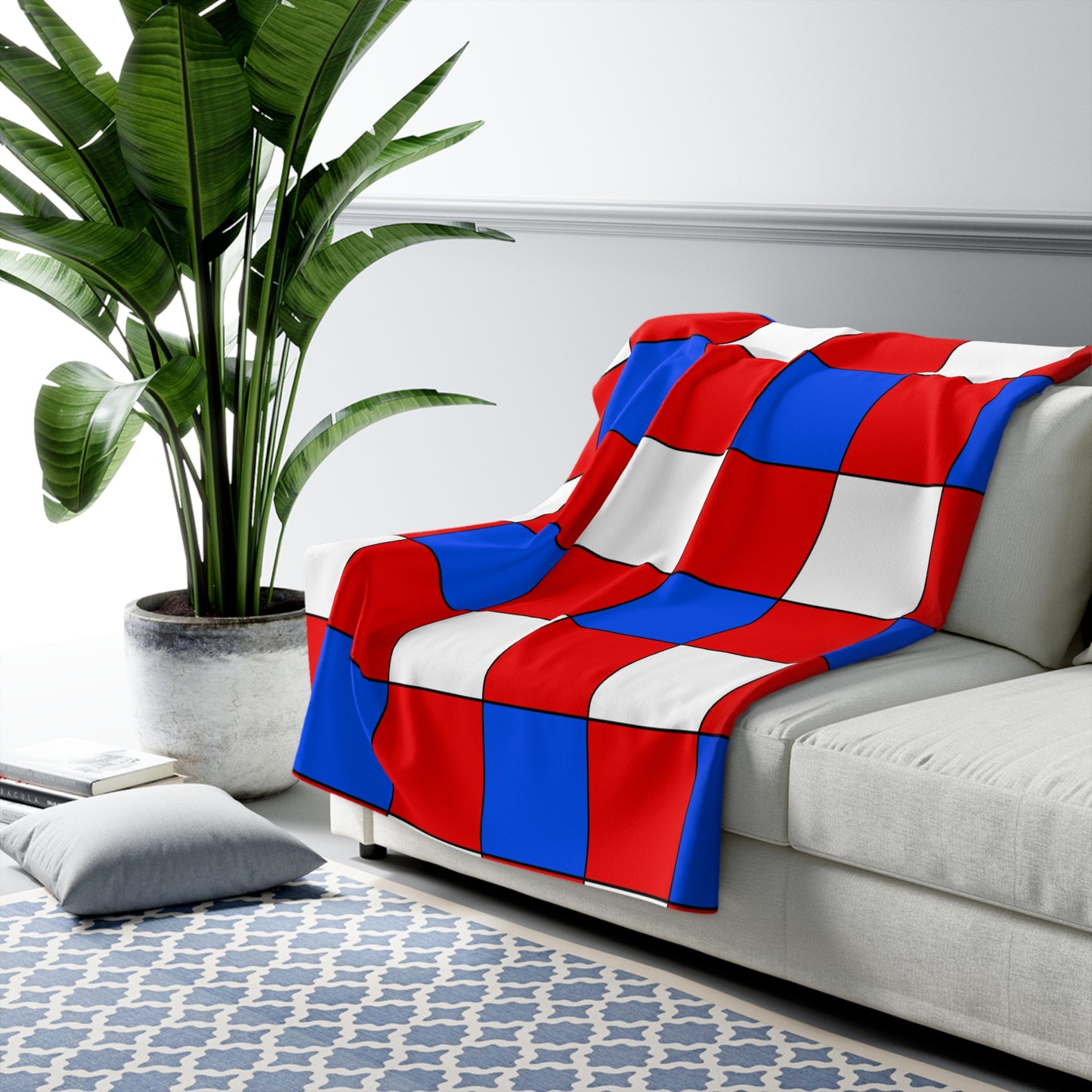 Puerto Rico Retro Check Blanket Throw