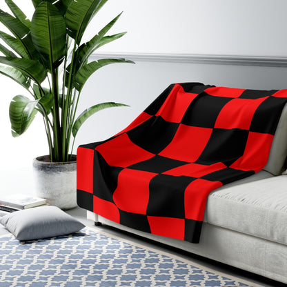 Red, Black Retro Check Blanket Throw