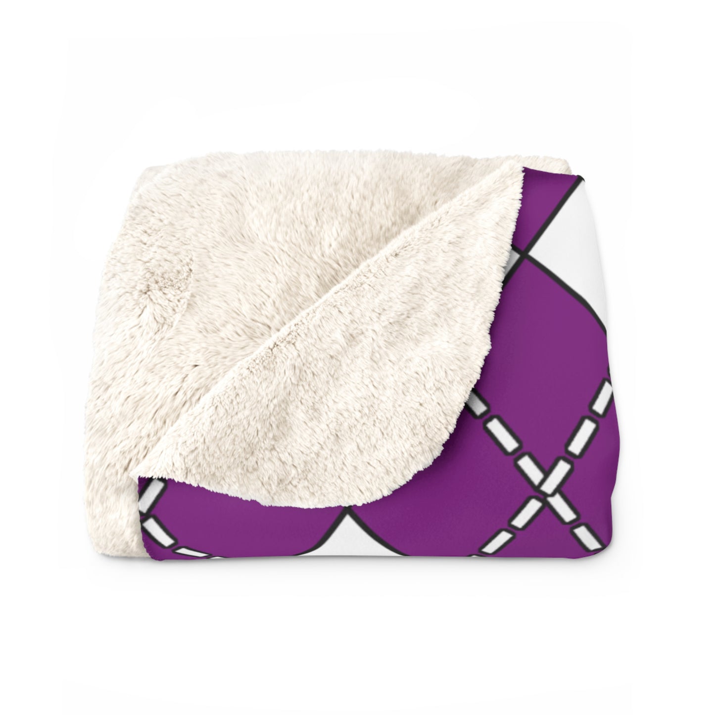 Purple, White Retro Argyle Blanket Throw
