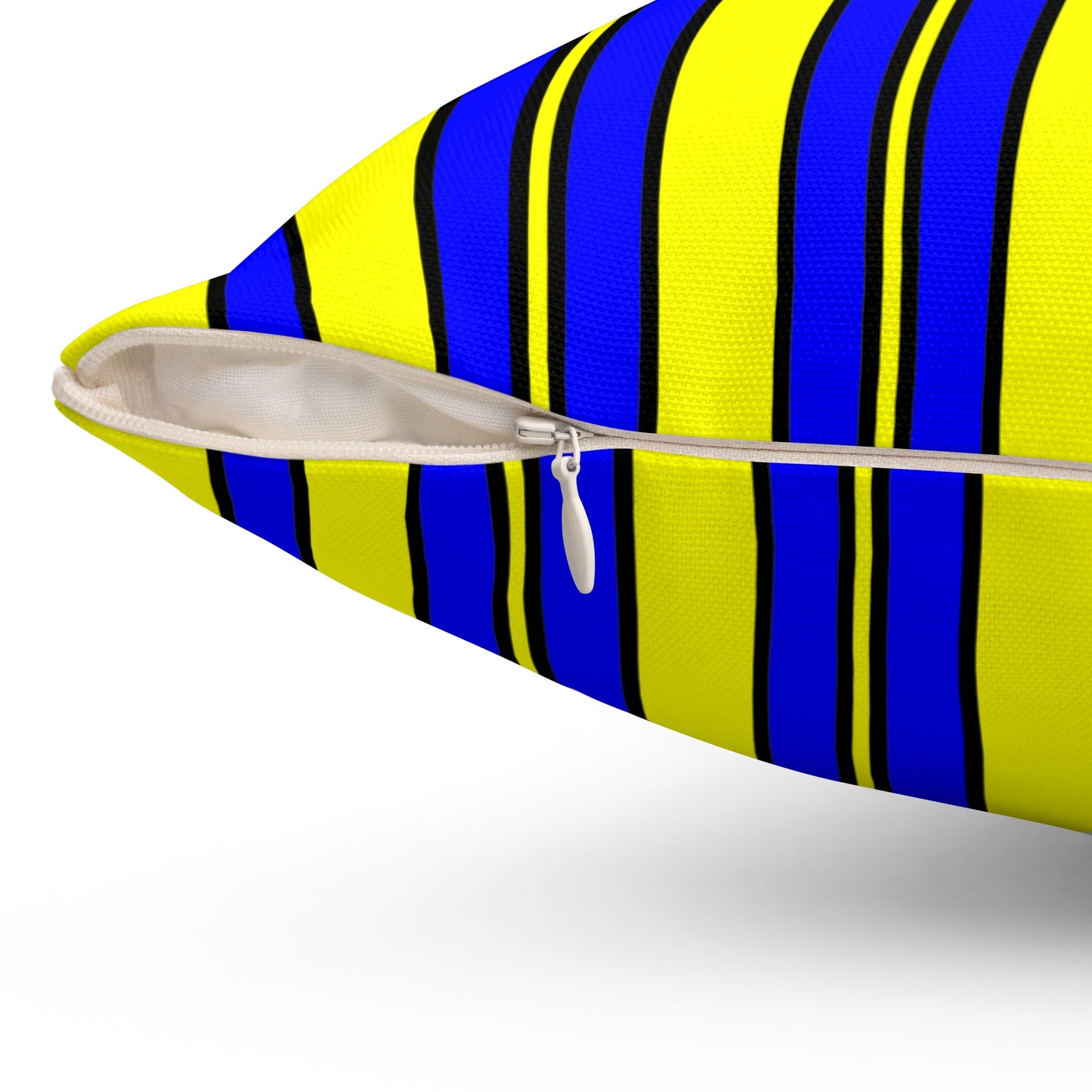 Yellow, Blue Retro Stripes Cushion Pillow
