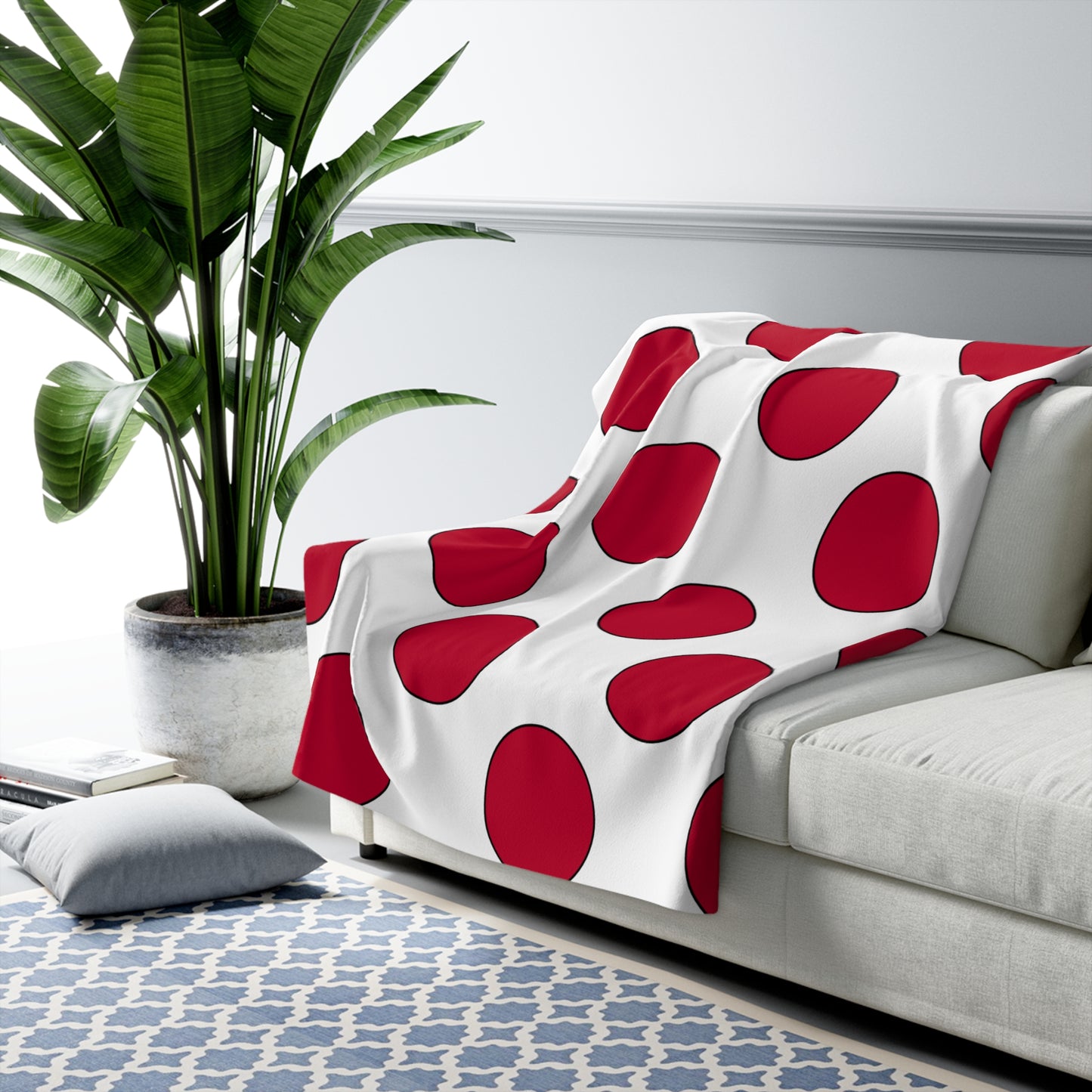 Japan Retro Polka Dots Blanket Throw