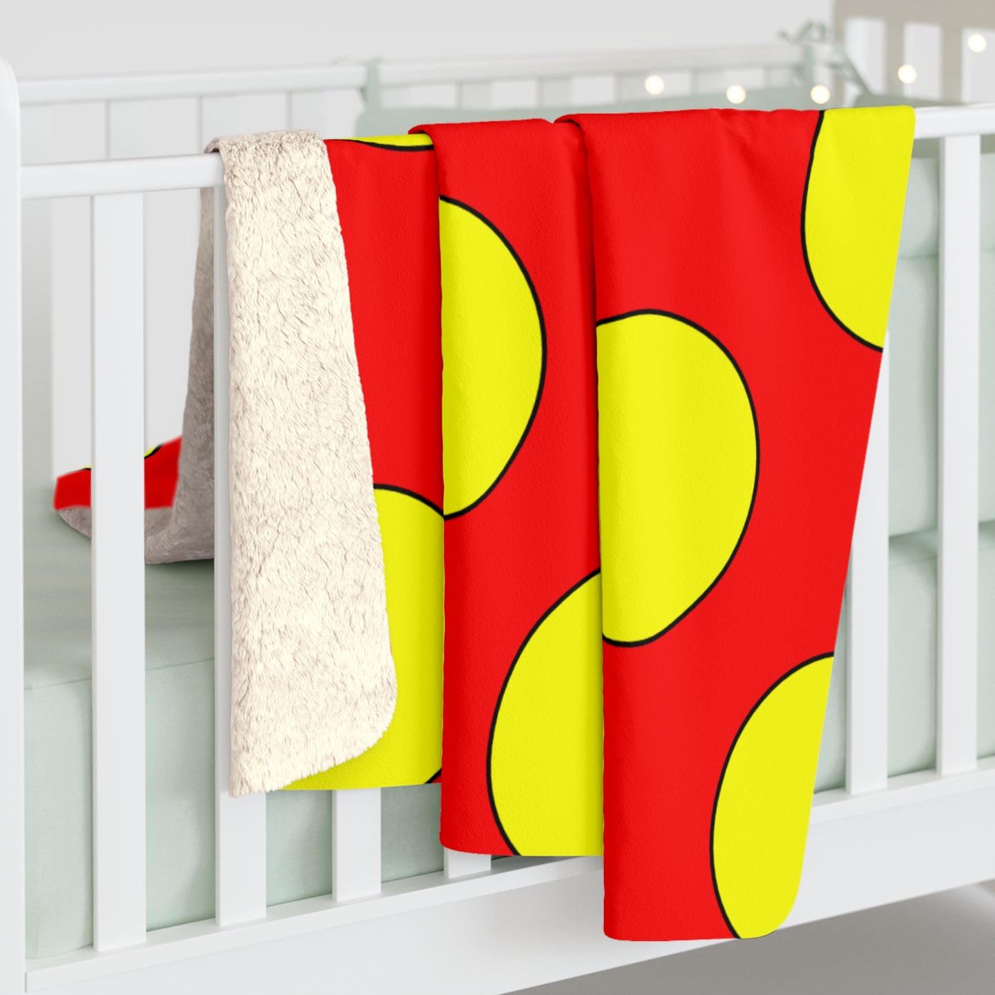 Red, Yellow Retro Polka Dots Blanket Throw