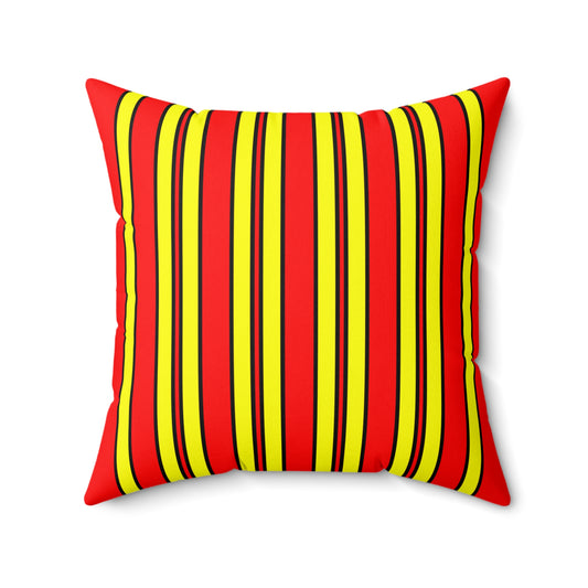 Red, Yellow Retro Stripes Cushion Pillow