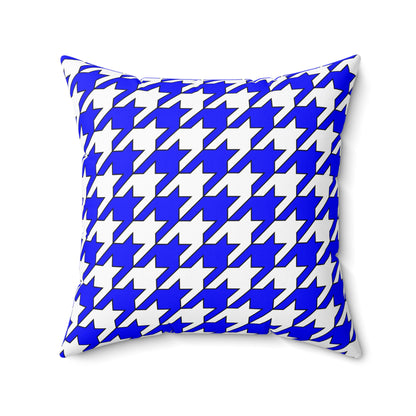 Blue, White Retro Houndstooth Cushion Pillow