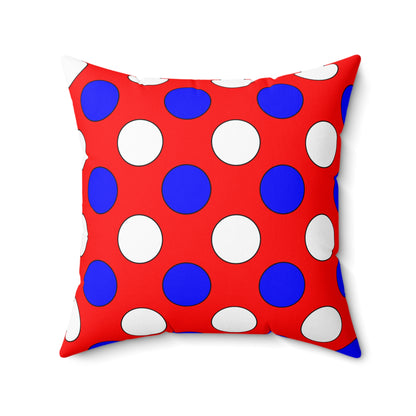 Red, White, Blue Retro Polka Dots Cushion Pillow