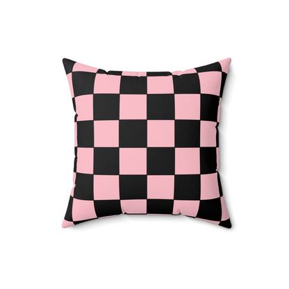 Pink, Black Retro Check Cushion Pillow