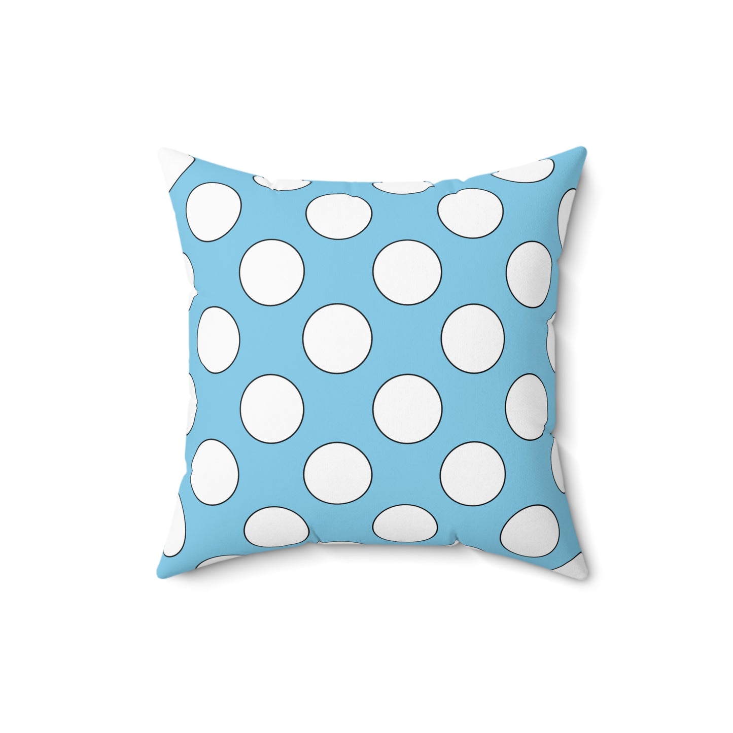 Sky Blue, White Retro Polka Dots Cushion Pillow