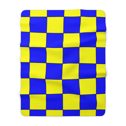 Blue, Yellow Retro Check Blanket Throw