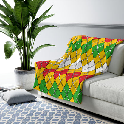 Myanmar Retro Argyle Blanket Throw