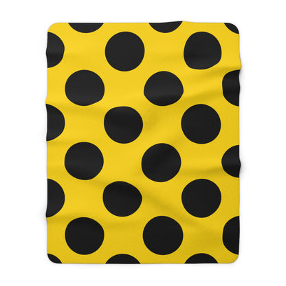 Gold, Black Retro Polka Dots Blanket Throw